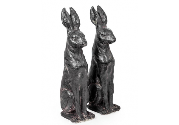 Pair of Small Rustic Rabbit Figures