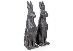 Pair of Large Rustic Rabbit Figures