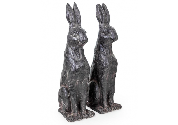 Pair of Large Rustic Rabbit Figures