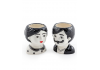 Black and White S/2 Small Man and Woman Ceramic Pots
