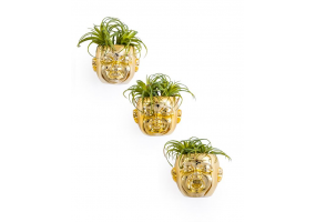 Set of 3 Gold Plated Ceramic Baby Face Wall Pots