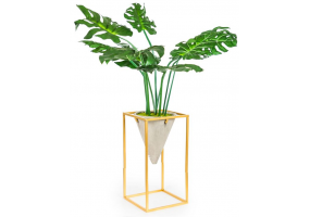 Artificial Potted Plant on Gold Metal Stand