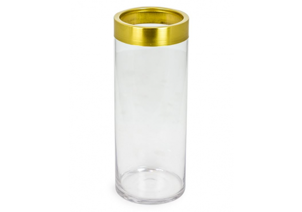 Medium Glass Vase with Brass Rim