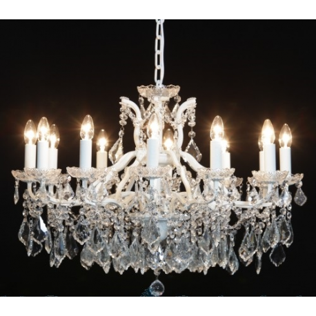 Luxurious 12 Branch Shallow Chandelier - White