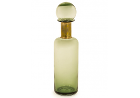 Slim Green Glass Apothecary Bottle with Brass Neck