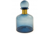 Large Blue Glass Apothecary Bottle with Brass Neck