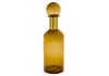 Tall Brown Glass Apothecary Bottle with Brass Neck