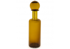 Slim Brown Glass Apothecary Bottle with Brass Neck