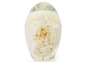Clear with Gold Leaf Jellyfish Glass Paperweight with Gift Box