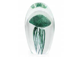 Large Fern Green Jellyfish Glass Paperweight with Gift Box