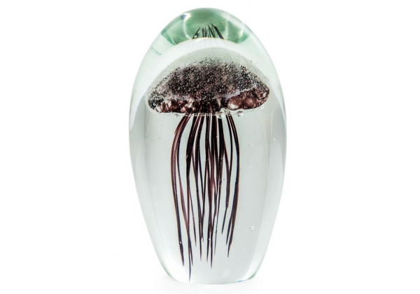 Large Purple Jellyfish Glass Paperweight with Gift Box