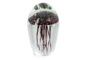 Purple Jellyfish Glass Paperweight with Gift Box