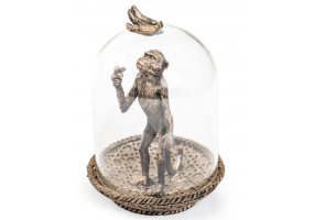 Bronze Hungry Monkey in Glass Dome