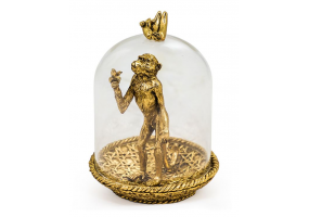Gold Hungry Monkey in Glass Dome