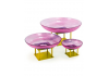 Set of 3 Deco Purple Glass Bowls on Gold Stands