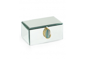 Medium Mirrored Jewellery Box with Blue Agate Handle