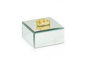 Square Mirrored Jewellery Box with White Rock Handle