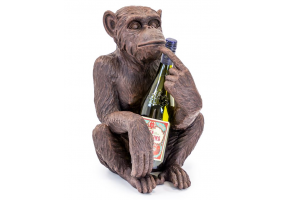 Antiqued Bronze Sitting Monkey Figure/Bottle Holder