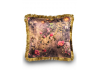 Boho Floral Velvet Cushion with Gold Fringe Detail