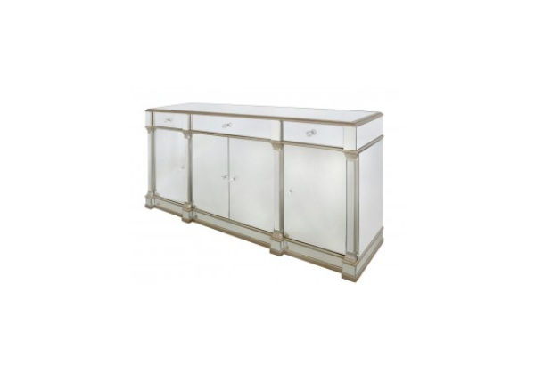 Apolco Champagne Mirrored 4 Door 3 Drawer Sideboard