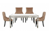 Apolco Champagne Dining Set With 4 Tufted Back Champagne Chairs