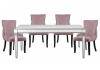 Apollo Silver Mirrored Dining Set With 4 Tufted Back Pink Chairs