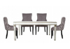Apolco Champagne Dining Set With 4 Tufted Back Grey Chairs