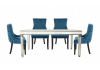 Apollo Champagne Dining Set With 4 Tufted Back Marine Green Chairs