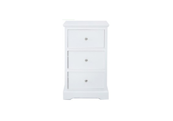 Detta White 3 Drawer Bedside Cabinet