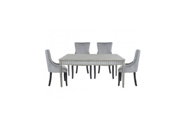 Large Bayside Dining Set With 6 Ring Back Grey Chairs
