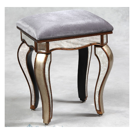 Small Antiqued Venetian Glass Gold Edged Stool