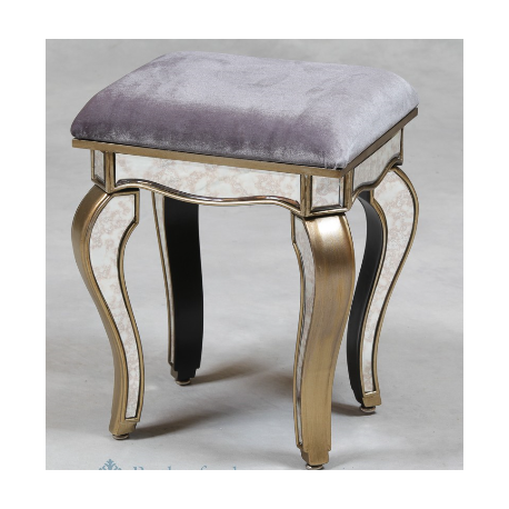 Small Antiqued Venetian Glass Silver Edged Stool