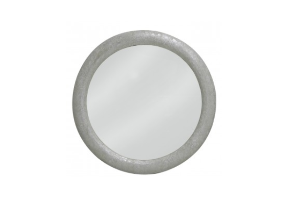 Silver Faux Snakeskin Round Wall Mirror