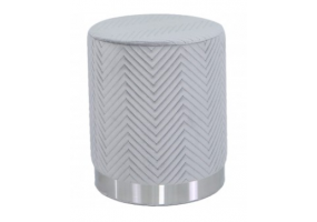 Grey Patterned Round Footstool