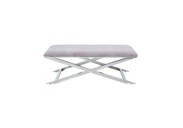Eve Steel Bench With Grey Fabric Seat