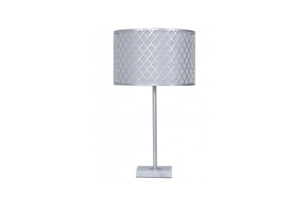 Medium Silver Metal & Marble Table Lamp