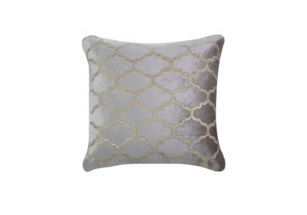 Morocco Patterned Beige Velvet Cushion