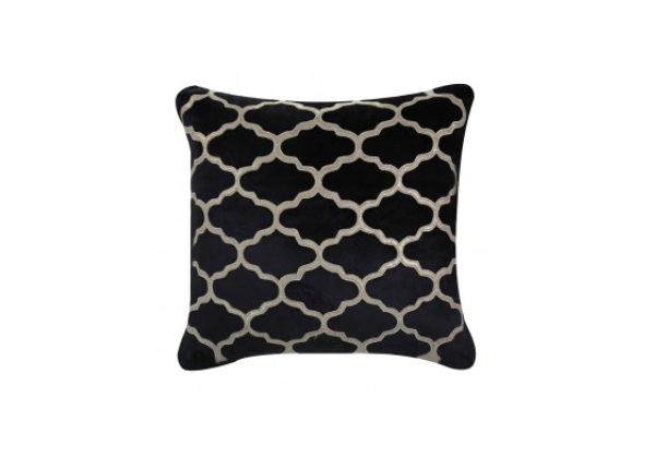 Morocco Patterned Black Velvet Cushion