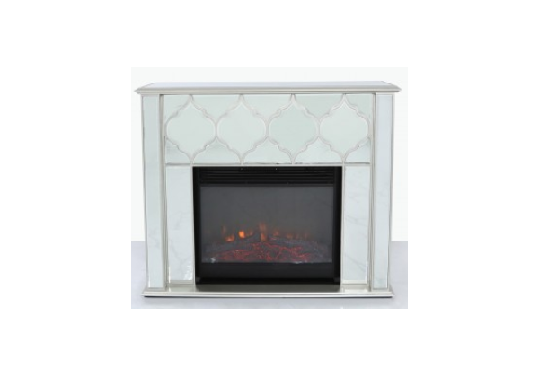 Morocco silver Mirror Fire Surround With Electric Fire Insert