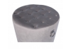 Grey Round Velvet Stool With Buttons And Side Rings