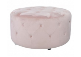Pink Round Velvet Stool With Buttons