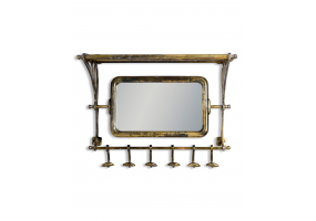 ANTIQUE GOLD LUGGAGE RACK WITH MIRROR AND HOOKS