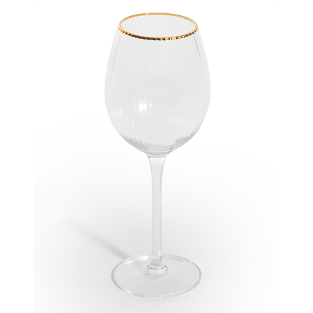 SET OF 6 TRADITIONAL WINE GLASSES WITH GOLD RIMS