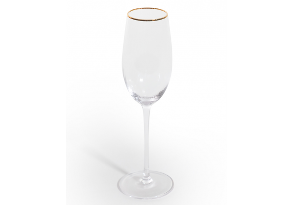 SET OF 6 TRADITIONAL CHAMPAGNE FLUTES WITH GOLD RIMS