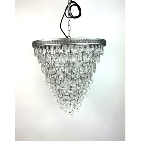 LARGE BRUSHED SILVER FINISH RAINFALL CHANDELIER