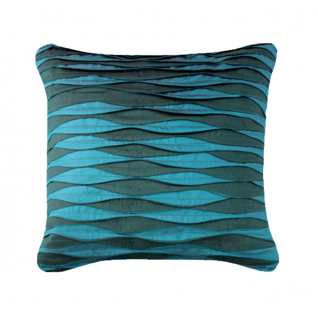 Teal Cushion with Silk and Satin Ruffle