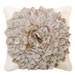 Cream and Mocha Flower Cushion