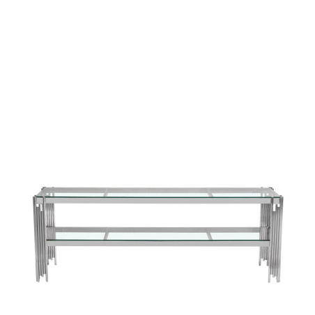 Lorenzo Metal & Glass Entertain Unit Polished Steel