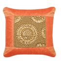 Orange and Gold Circles Gemstone and Sequins Small Cushion