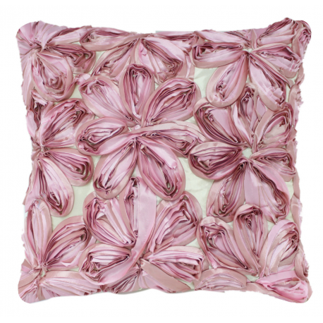 Pink and Lavender Large Ribbon Flower Cushion